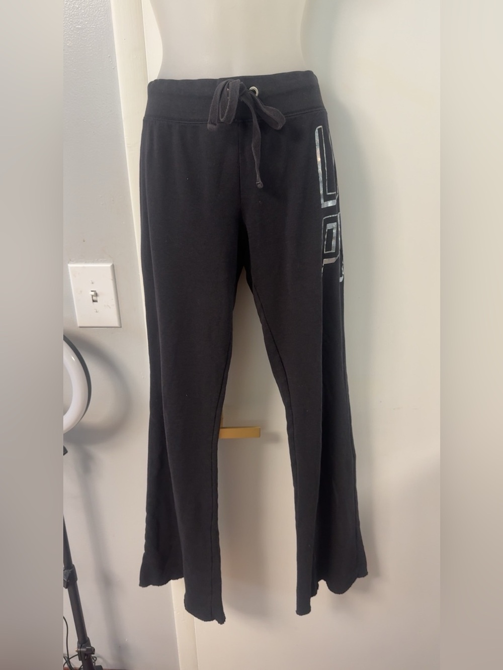 Y2K Vintage PINK Victoria Secret lowrise black flare sweatpants